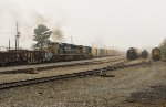 CSX 5312 and a smoking 4705 hustle through the yard